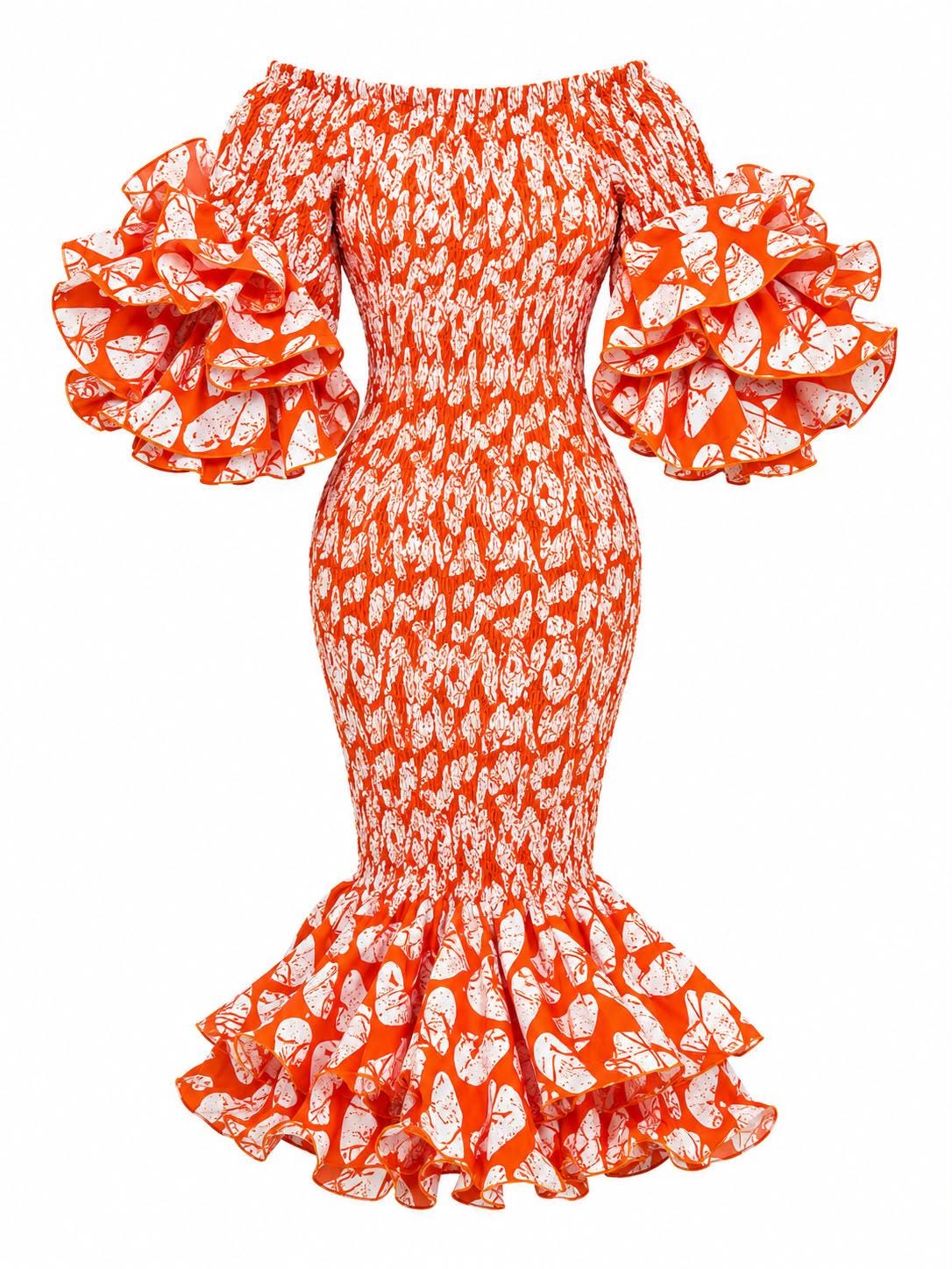 orange ankara dresses Annette Ankara Maxi Dress