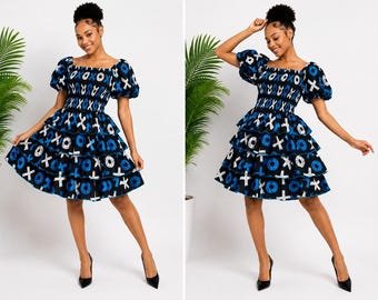 African Print Halter Dress Ankara Fit & Flare Summer Dress, Festival Outfit, African Clothing