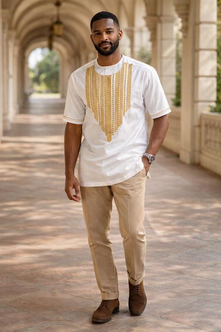 Gold and White Dashiki - Etsy
