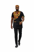 African Men’s Kente Dashiki Shirt & Hat | African Print Men’s Clothing, Hat might be smaller