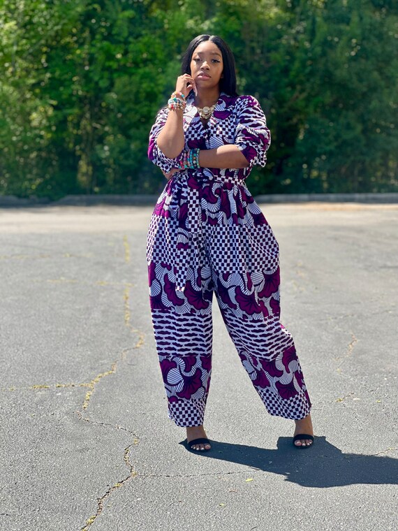 Candace African Print Harem Jumpsuit Luxury African Print Dresses Rompers African Style Clothing Long Pants Dashiki Plus Size Jumpsuit Etsy