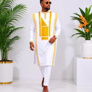 white and gold dress pants The sikani tux pants - white and gold