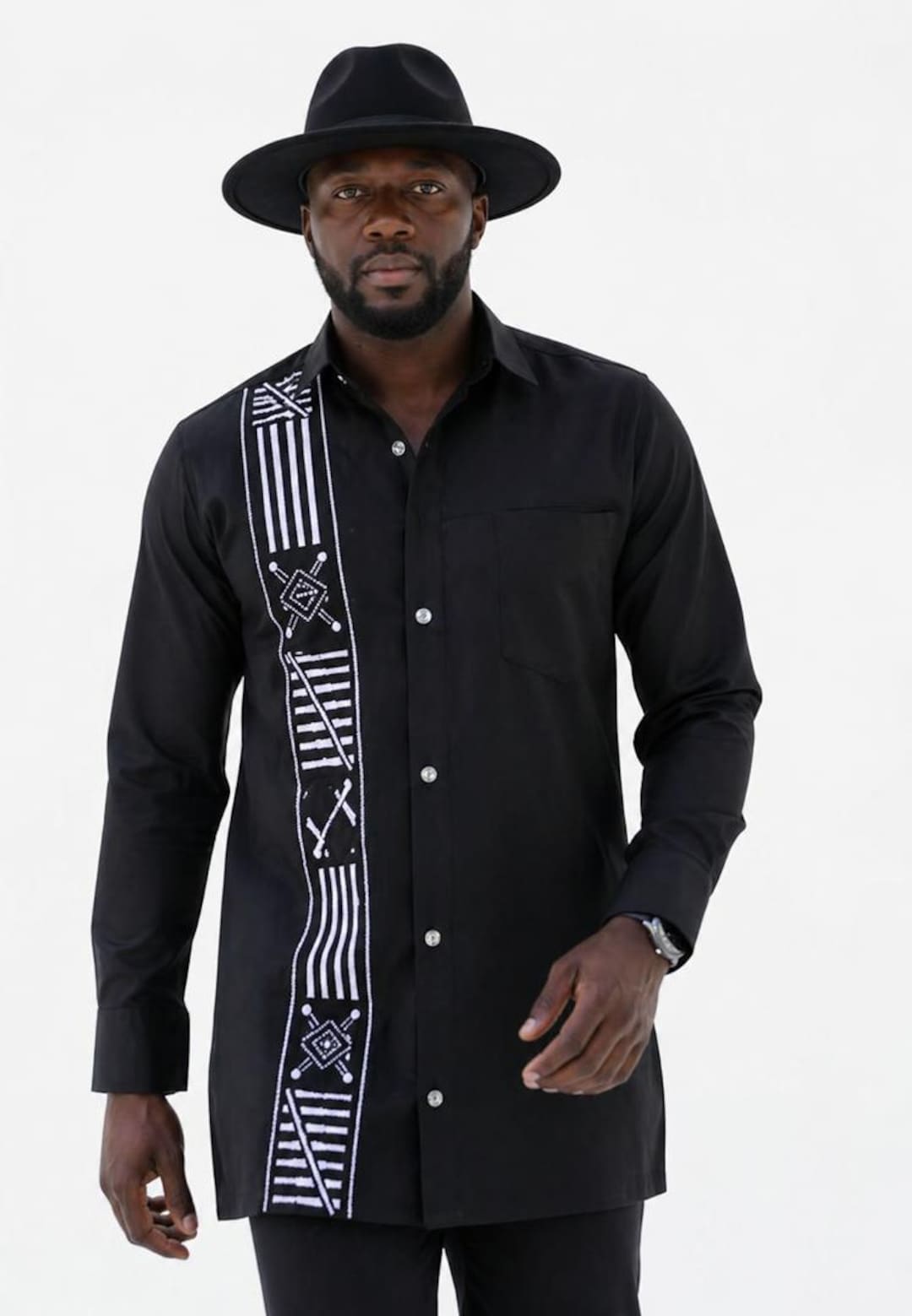 newにに　3個セット Black African Men's Shirt and Pants Set - Ankara Accent, Groom