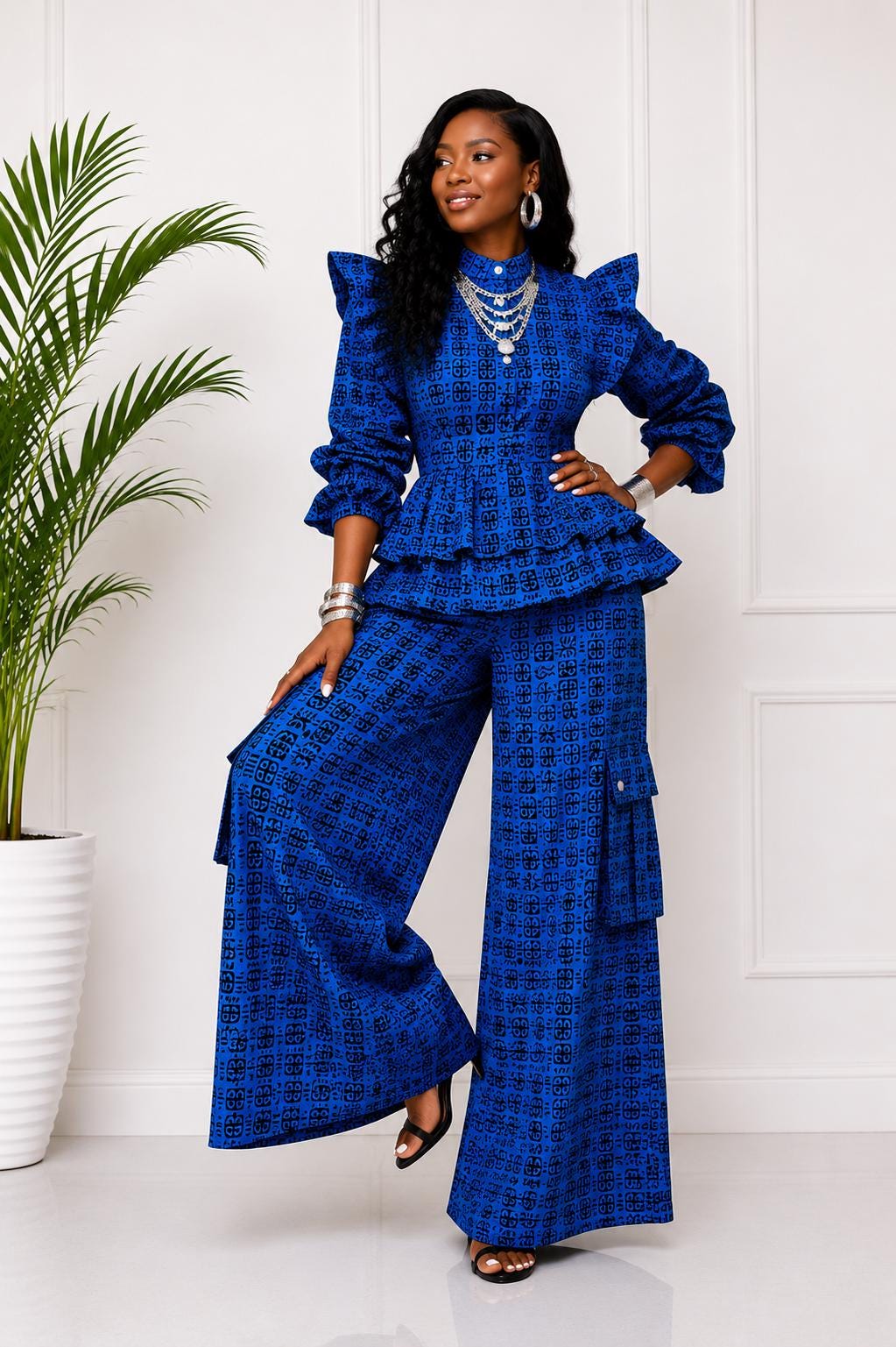Skirt Blue Peplum Dress With Sleeves Khine Peplum Dress In Navy (MY)