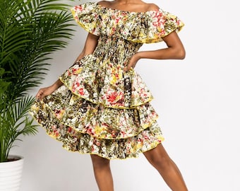 African Print Halter Dress – Ankara Fit & Flare Summer Dress, Festival Outfit, African Clothing