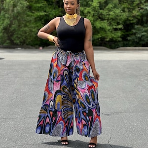 Pantalones Ankara para damas, pantalones con estampado africano, pantalones harén Ankara