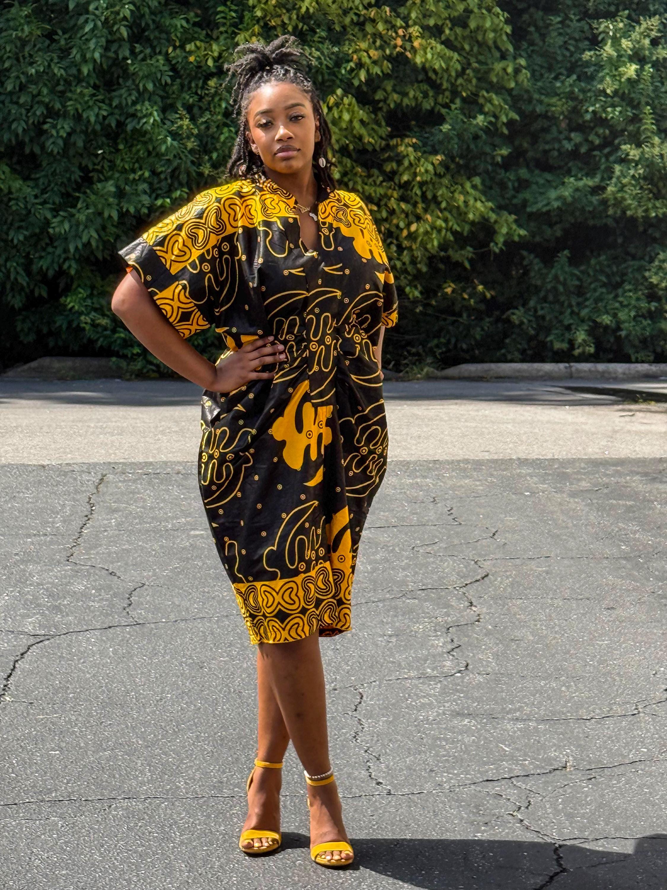 Yellow and Black African Dress Canada
