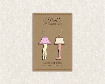 Adorable Leg Lamp Drop Earring Svg | Laser Cut Adornment Svg, Funny Fashion Accessory, Glowforge Jewelry Craft Template, Quirky Jewelry file