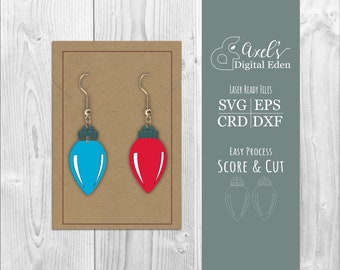 Christmas Light Bulb Earrings Bundle Svg | Laser Cut Jewelry Design, Holiday Earring Design, Adorable Fashion Accessory File, Commercial Use