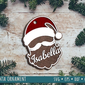 Père Noël personnalisé nom ornement de Noël SVG |  Lime laser pour les fêtes de fin d'année, Décoration de fête en bois, Lime à couches découpées au laser, Usage commercial