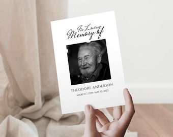 Minimalist Funeral Program Template Elegant Memorial Service Editable Obituary Foldable Booklet Simple Order of Service Celebration of life