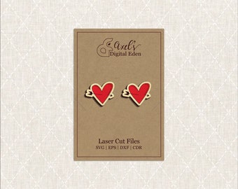 Heart and Arrow Stud Earrings SVG | Valentines Gift for Loved One , Heart-Shaped Accessory, Laser Cut File, Custom Jewelry Craft Cut File