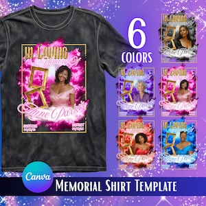 In Loving Memory Memorial Shirt Canva Template Bundle, Pink Stairway to Heaven Design for Funeral Service, Celebration of Life Gift
