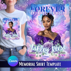 Forever in our Hearts Bootleg Memorial Shirt Canva Template • Editable Tribute T-Shirt Design • RIP Remembrance DIY Printable Shirt Art