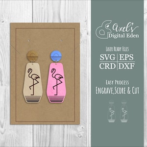 Minimalist Flamingo Drop Earring Svg | Boho Style Accessory, Glowforge Laser Cut Jewelry File, Simple Earring design, Commercial Use