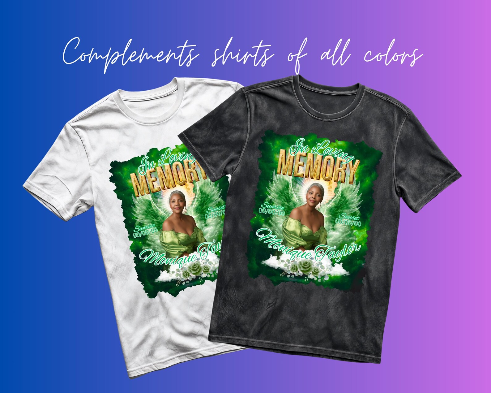 In Loving Memory Shirt PNG Bundle, Heavenly Shirt Design, Green RIP ...