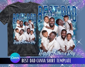 Bestes Dad-Shirt Canva-Vorlage, bearbeitbares Vatertags-Shirt-Design, individuelles DIY druckbares Geschenk für Papa, sofortiger Download Bootleg Rap Tee, DTG