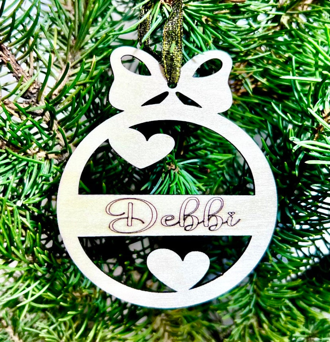 Personalized Christmas Wood Ornament, Custom Name Ornament, Laser Cut ...
