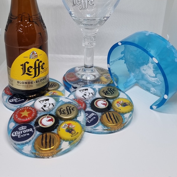 Set de sous de verres avec des capsules de bière