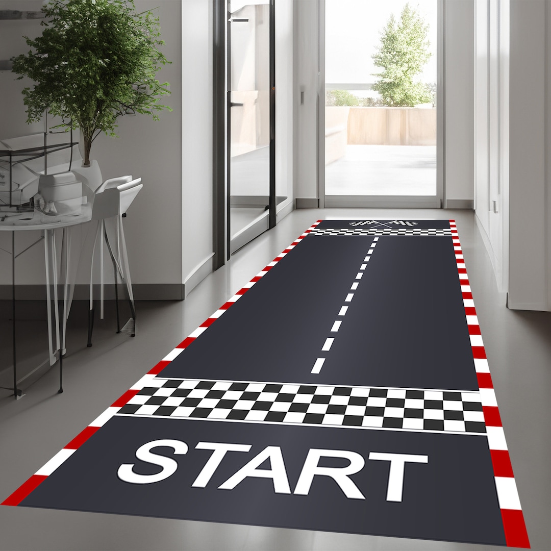Race Track, Racing Car Rug, Race Track Rug Play Rug, Kids Play Mat