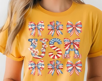 Patriotic Coquette T-Shirt: USA Bow Shirt, 4th of July Tee