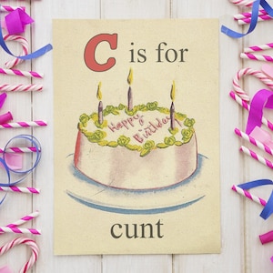 C EST POUR | Carte d'anniversaire - carte de voeux drôle sarcastique signifie insulte adulte vintage rétro gâteau d'anniversaire