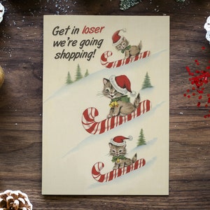 PERDANT | Cartes de Noël drôles de chat rétro vintage