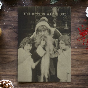 ATTENTION | Cartes de Noël vintage drôles et effrayantes du père Noël