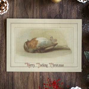 JOYEUX F*CKING NOL | Cartes de Noël drôles rétro grincheux bah humoristiques vintage humour noir