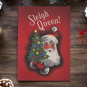 LA REINE DU TRAÎNEAU ! | Adorables cartes de Noël Père Noël LGBT rétro vintage rétro drag queen LGBT