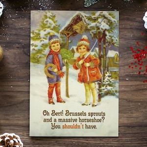 MAG JE NIET HEBBEN | grappige sarcastische vintage retro spruitjes kerstkaart
