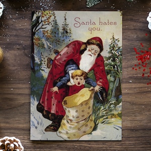 SANTA HATES YOU | engraçados cartões de Natal vintage retrô