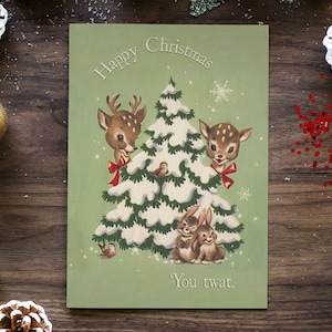 HAPPY CHRISTMAS TW*T | funny naughty sarcastic vintage retro Christmas cards