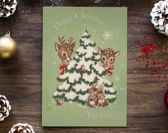 HAPPY CHRISTMAS TW*T | Christmas greeting card - funny sarcastic insult humour retro Xmas gift