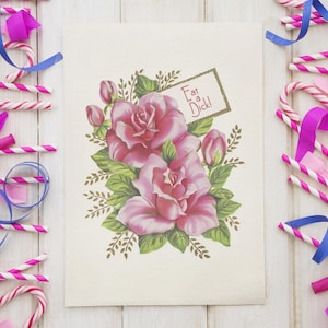MANGER UN BORD DE QUEUE | Carte d'anniversaire vintage drôle d'insulte florale