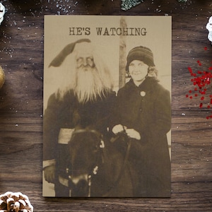 ER BEOBACHTET | gruselige vintage Weihnachtsmann Weihnachtskarten