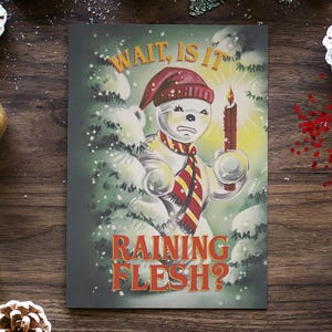 REGENEND VLEES | leuke brutale grappige retro vintage zombie sneeuwpop spooky ironische grap kerstkaart