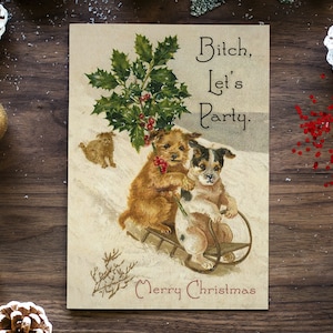 VADIA VAMOS FESTEJAR! | engraçados cartões de Natal vintage retrô com gatos e cachorros