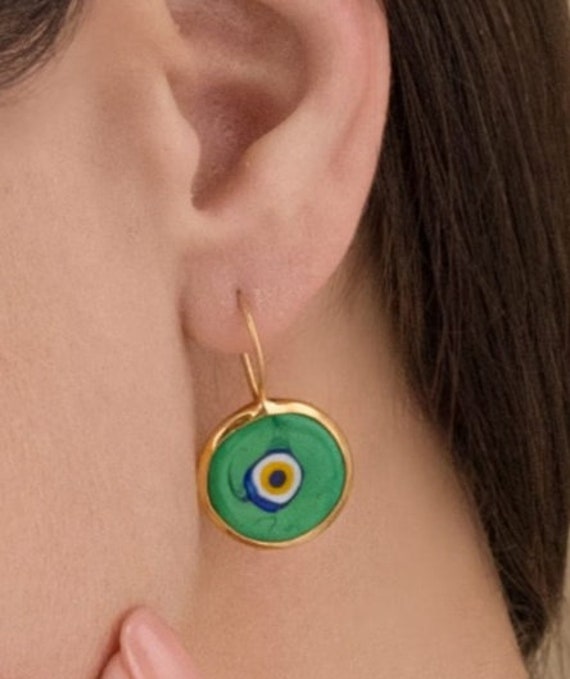 Boucles D'oreilles œil De Ra En Argent 925 - Fermoir Papillon - Neuf Avec étiquettes