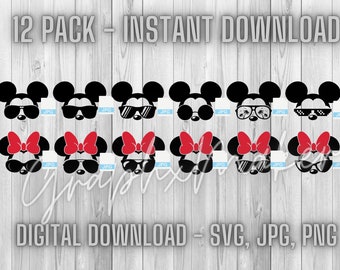 Magical Vacation Clip Art | 12 Pack Sunglasses | Clipart Bundle Mouse Bundle  SVG JPG PNG Digital Files