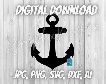 Classic Solid Anchor SVG - Nautical Silhouette Cut File - Easy Weed Design for Shirts, Mugs, and Decals - Instant Download Png dxf ai jpg