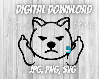 Dog Middle Finger Design SVG JPG PNG - Digital Download - Dog Doggy Lover Funny Finger