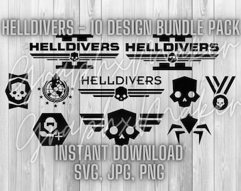 Helldivers Helldivers 2 Hell Divers | 10 Design Bundle | DIY Shirt Decal Stickers Design Vector Digital Files PNG SVG Jpg Digital Download