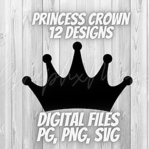 Princess Crown Digital Download File, Queen Crown Princess Tiara Instant Download jpg svg png Vector Outline Silhouette Crown King
