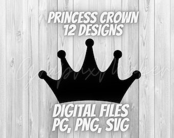 Princess Crown Digital Download File, Queen Crown Princess Tiara Instant Download jpg svg png Vector Outline Silhouette Crown King
