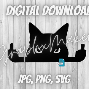 Chat doigt du milieu Design SVG JPG PNG - téléchargement numérique - chats, amoureux des chats, doigt drôle