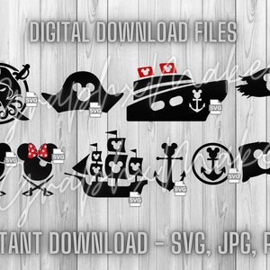 Crucero Mágico / 10 Paquete Mickey Cruise Clipart Paquete Aventura Tesoro Fantasía Sueño Deseo Maravilla Magia SVG JPG PNG