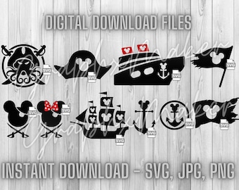 Magical Cruise | 10 Pack Mickey Cruise Clipart Bundle Adventure Treasure Fantasy Dream Wish Wonder Magic SVG JPG PNG
