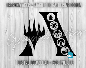 Magic the Gathering Design SVG JPG PNG - Mtg - Magic Phyrexian Half M All Symbols Magic Symbols Magic Logos Digital Download