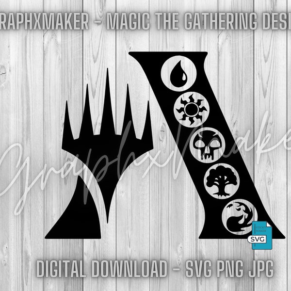 Magic the Gathering Design SVG JPG PNG - Mtg - Magic Phyrexian Half M All Symbols Magic Symbols Magic Logos Digital Download